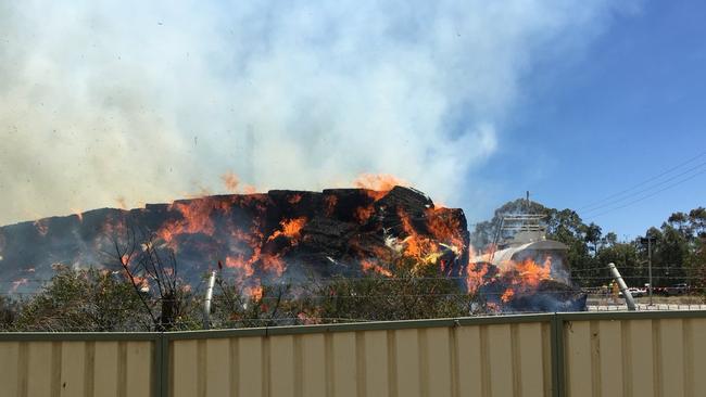 Hay fire along Hawkesbury Valley Way, near Mulgrave Rd, Mulgrave this afternoon