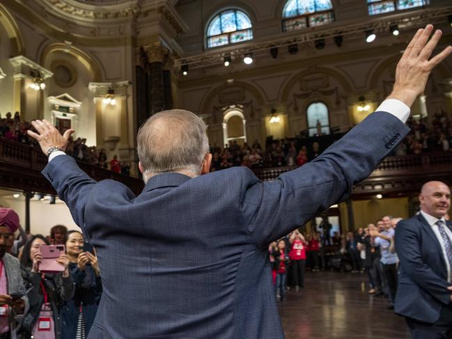 Prime Minister Anthony Albanese was met with rapturous applause. Picture: NewsWire / Monique Harmer