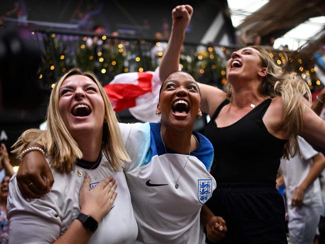 England fans during the Women’s World Cup semi-final between the Lionesses and the Matildas. Picture: AFP