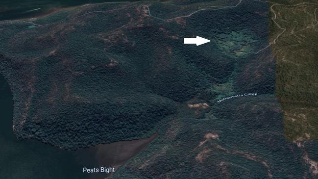 View showing the location of Peats Crater and Peats Bight. Image: Google Maps.