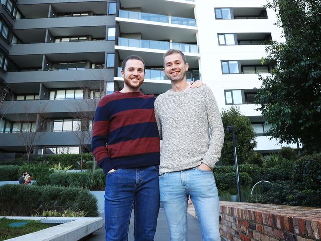 Callum Richardson (L) &amp; Richard Bonnar, who have listed their Marrickville unit this week. John Feder/The Australian.