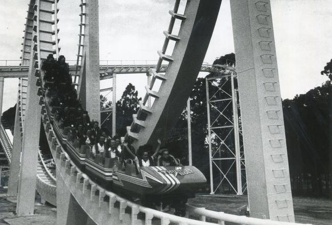 opening of the Thunderbolt Roller Coaster at Dreamworld 1982