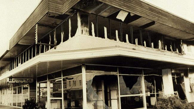 The Corner of Brisbane’s St Paul's Terrace and Amelia St, Fortitude Valley after the firebomb went through the ground floor of the Whiskey Au Go Go Nightclub. Picture: Supplied