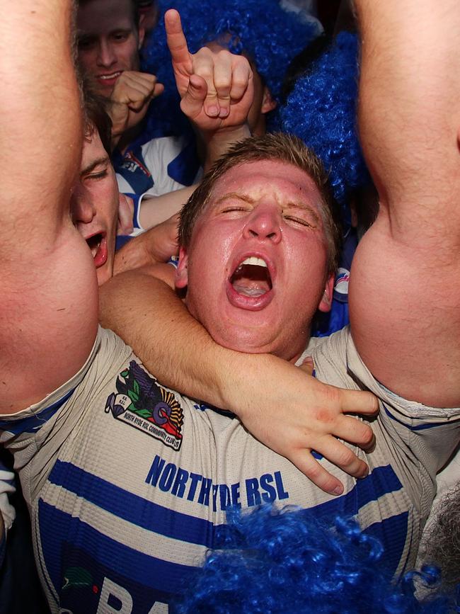 Fitzpatrick celebrates Eastwood’s Shute Shield grand final win in 2011. Picture: Matt King/Getty