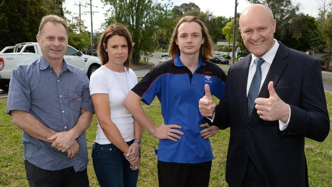 Todd Murfett, Melanie Povey Tom Murfett and David Hodgett are excited about upgrades for parts of Maroondah Hwy, Kent Ave, Yarra Rd and Plymouth Rd. <br/>Picture: Chris Eastman