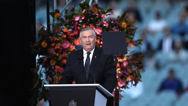 Eddie McGuire at the state memorial service for Shane Warne at the MCG. Picture: Getty Images