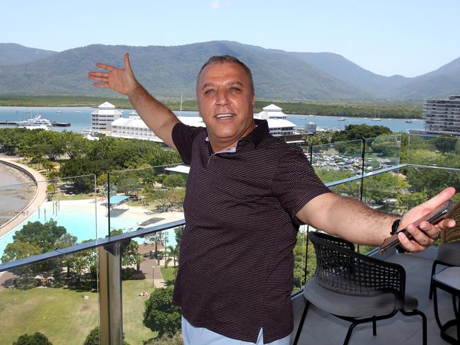 Crystalbrook Collection owner Ghassan Aboud  on the verandah of his private suite at Flynn overlooking the cairns EsplanadePICTURE: ANNA ROGERS