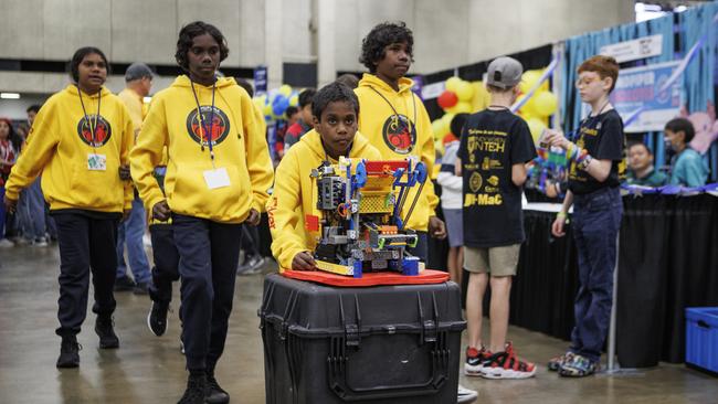 The Dhupuma Barker School Djirikitj Firebirds at the 2023 VEX Robotics World Championships in Texas.