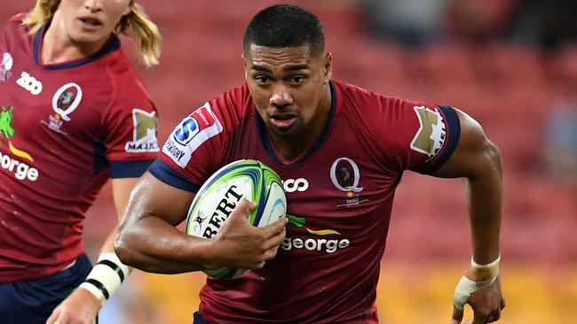 Chris Feauai-Sautia of the Reds in action during the Round 3 Super Rugby match between the Queensland Reds and the Brumbies at Suncorp Stadium in Brisbane, Friday, March 2, 2018. (AAP Image/Dan Peled) NO ARCHIVING, EDITORIAL USE ONLY