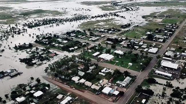 Jil Wilson of Tirranna took this image as her family were evacuated from Tirranna to Burketown by helicopter as the most significant wet season in a decade impacted their property. Picture: Supplied