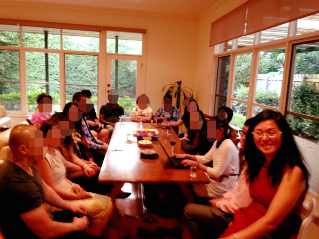 Gladys Liu again sitting next to Nick Zhao at a gathering in her house.