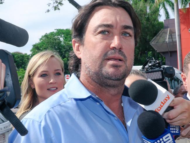 Matt Wright attends Darwin Local Court on charges linked to the death of his ÃOutback WranglerÃ co star Chris ÃWillowÃ Wilson.Picture: Glenn Campbell