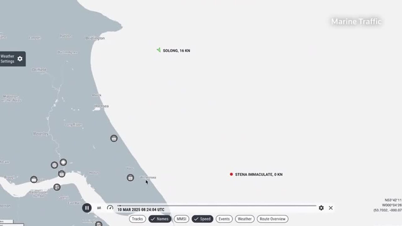 Tracker shows moment of tanker collision in North Sea