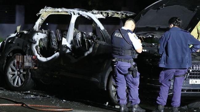 A vehicle believed to be linked to the shooting was found torched in Greenacre. Picture: TNV