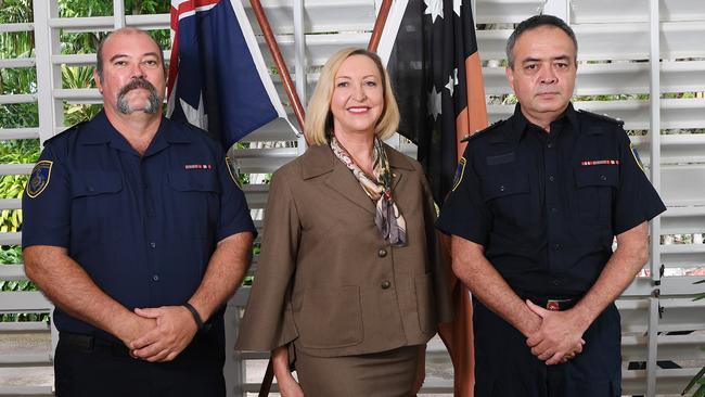 Cameron Burrows, NT Administrator Vicki O'Halloran and Royle Salt. Picture: Katrina Bridgeford