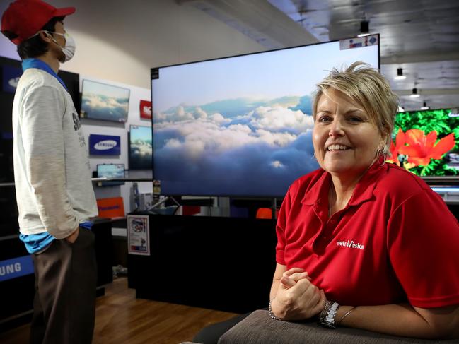 17/4/2020Lorrelle Goodwin store manager of Retravision , CanningtonPic Colin Murty The Australian