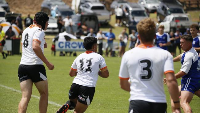 Byronn Laupepa in action for the Macarthur Wests Tigers against the North Coast Bulldogs during round two of the Laurie Daley Cup at Kirkham Oval, Camden, 10 February 2024. Picture: Warren Gannon Photography