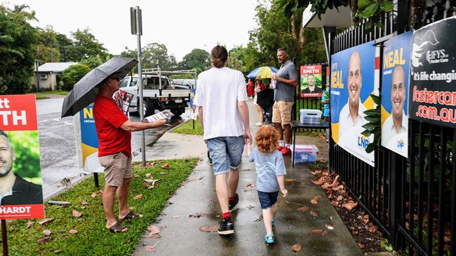 A polling booth in the Far North Queensland electorate of Leichhardt on election day. Picture: Brendan Radke