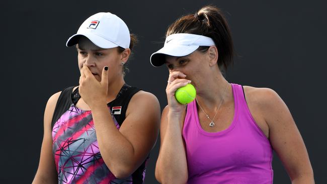 Ashleigh Barty (L) has condemned Margaret Court’s personal attack on her doubles partner Casey Dellacqua (R).