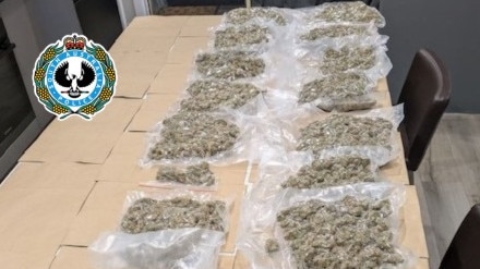 Police went to a property at Bowmans where they allegedly found cannabis plants being grown hydroponically along with a large amount of dried cannabis ready for sale, scales, resealable bags and other items. Picture: SA Police