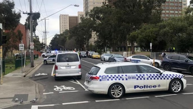 Police at the scene on Tuesday afternoon. Picture: Mark Soffer / Facebook