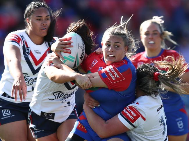 Caitlan Johnston (C) will join Cronulla in 2025. Picture: Jason McCawley/Getty Images