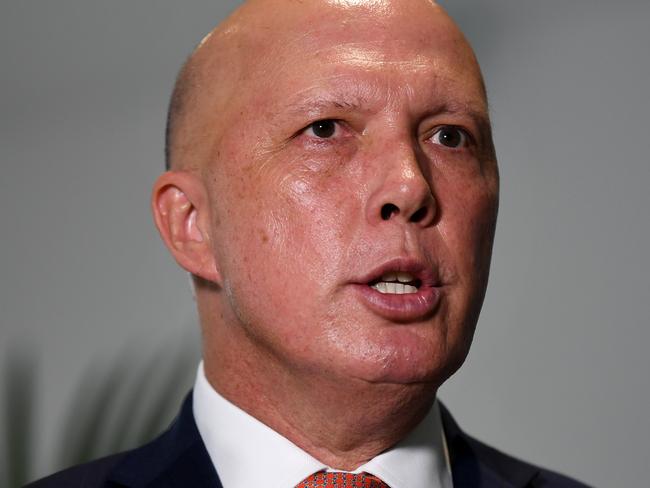 BRISBANE, AUSTRALIA - NewsWire Photos - MARCH 3, 2021. Minister for Home Affairs Peter Dutton speaks during a visit to the Australian Centre to Counter Child Exploitation (ACCCE). Mr Dutton launched the ÃStop Child Abuse Ã Trace an ObjectÃ initiative.Picture: NCA NewsWire / Dan Peled