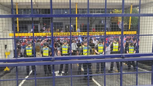 The view that greeted media lawyer Justin Quill when he left his Melbourne office amid the Novak Djokovic saga on January 10.