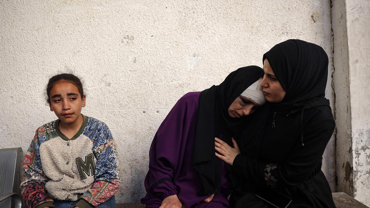 A Palestinian woman mourns children killed in Israeli bombing in Rafah in the southern Gaza Strip on April 20. Picture: AFP