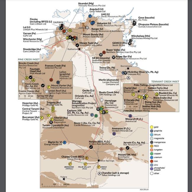 Major Northern Territory resource projects. Pic: Resourcing the Territory