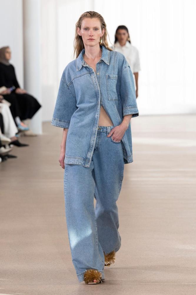 <p><em>Image credit: courtesy Aje</em></p><p>But the brand also went to the other end of the suiting spectrum. On the streets, fashion week attendees have been doubling and tripling down on their commitment to denim—and so too did Aje on the runway. This tailored set gives a whole new meaning to the term ‘Canadian tuxedo’. </p>