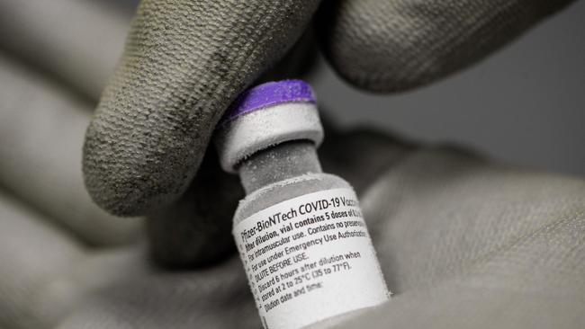 A phial of the undiluted Pfizer-BioNTech vaccine for Covid-19. Picture: AFP