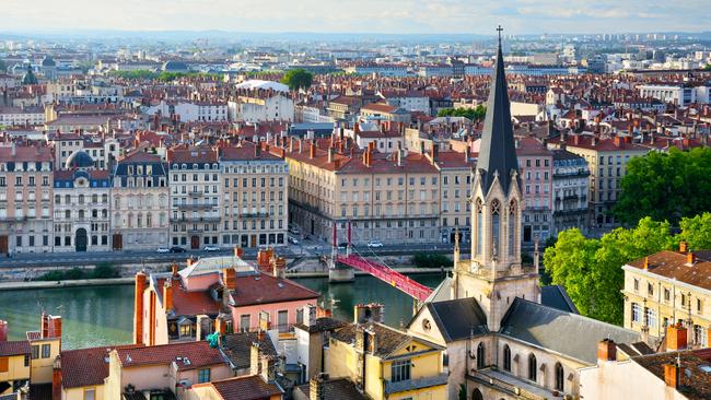 Lyon’s old town with Saint-Georges church, France.