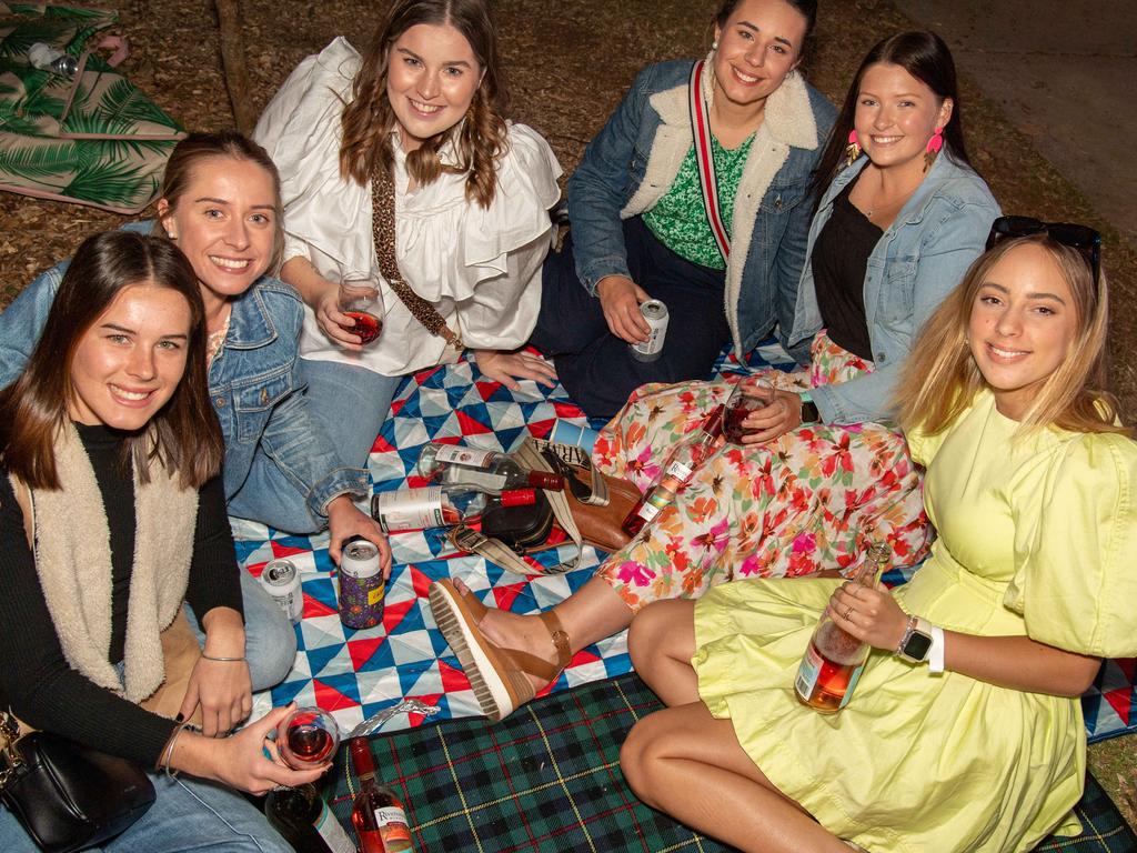 (From left) Sami Rohde, Teegan Kelly, Jess Paech, Meg Rohde, Hollie Parker and Nikki Smith. Toowoomba Carnival of Flowers Festival of Food and Wine. Saturday, September 14, 2024. Picture: Nev Madsen