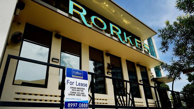 The Rorke's pub located in the Darwin CBD, at the corner of Bennett and Smith Street, has now been put up for lease. Picture: Justin Kennedy