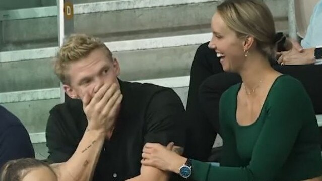 Swimmers Cody Simpson and Emma McKeon after Cody received a text telling him he made the Australian Team. Picture Instagram