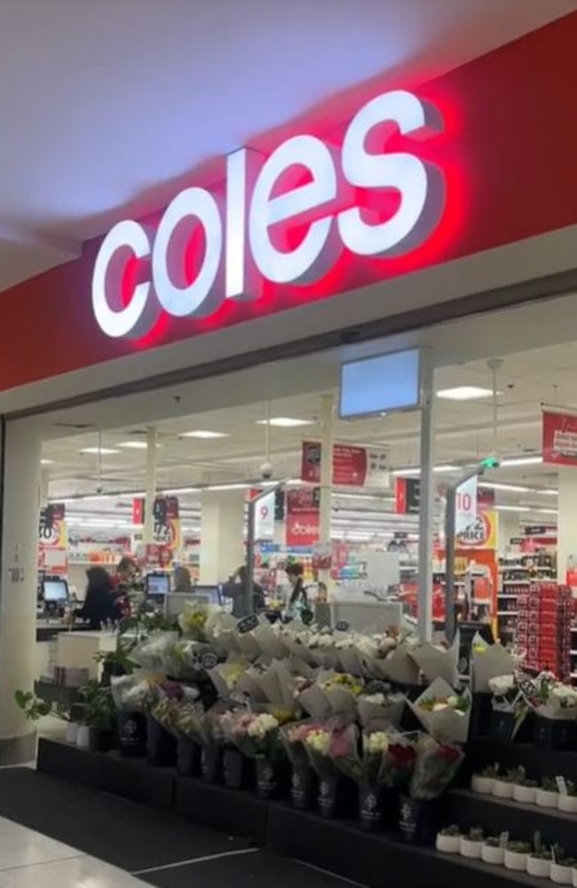 Coles had a display promoting plastic reduction behind punnets of cherry tomatoes in plastic. Picture: Supplied