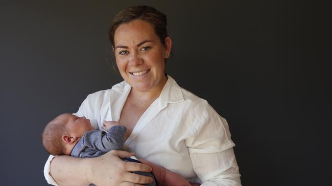 Riverstone’s Nikki Bell gave birth to her son Parker at the busy maternity ward of Blacktown Hospital in November. Picture: David Swift