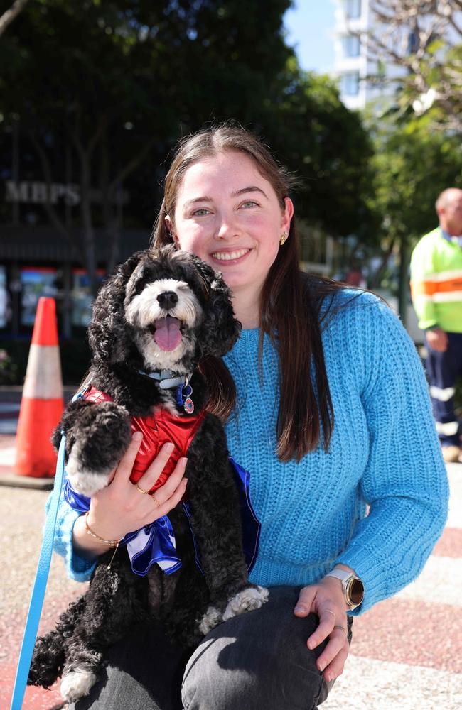 Georgia Irving and Poppy at the Ray White Surfers Paradise Next Top Dogel competition on Tedder Avenue Main Beach. Picture, Portia Large.