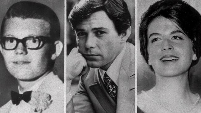 Victims Stephen Parent, Jay Sebring and Abigail Folger. Picture: AP