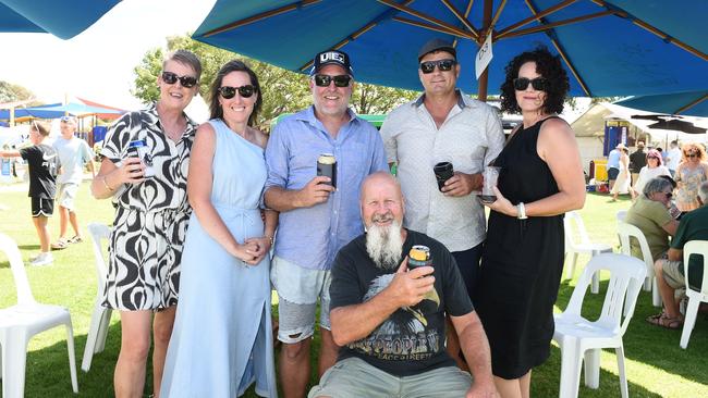 Lisa Groennou, Hayley Trotter, Shaun Trotter, Nick Naujok, Andrea Brooks and Ross Wilkinson at Moama Bowling Club Echuca Cup. Picture: David Smith