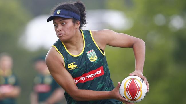 Zahara Temara training with the Jillaroos ahead of the World Cup. Picture: NRL Photos.