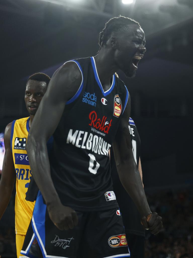 Big Jo roars after another key bucket. Picture: Getty Images