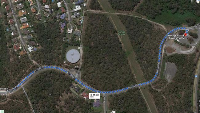 An aerial view of the site where the rubbish was dumped, which is within walking distance to the Beenleigh tip.