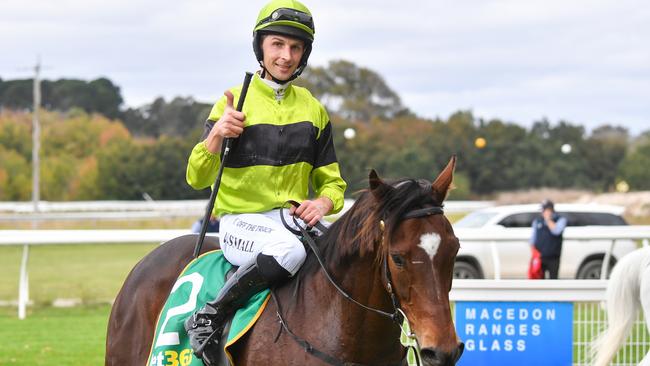 Braidon Small experienced chest and leg pain after a fall at Warrnambool. Picture: Pat Scala/Racing Photos via Getty Images