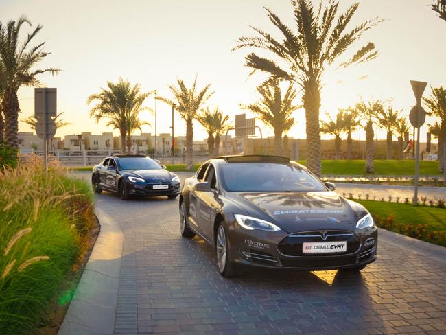 Teslas,  The 2018 Electric Vehicle Road Trip Middle East. Picture: Supplied