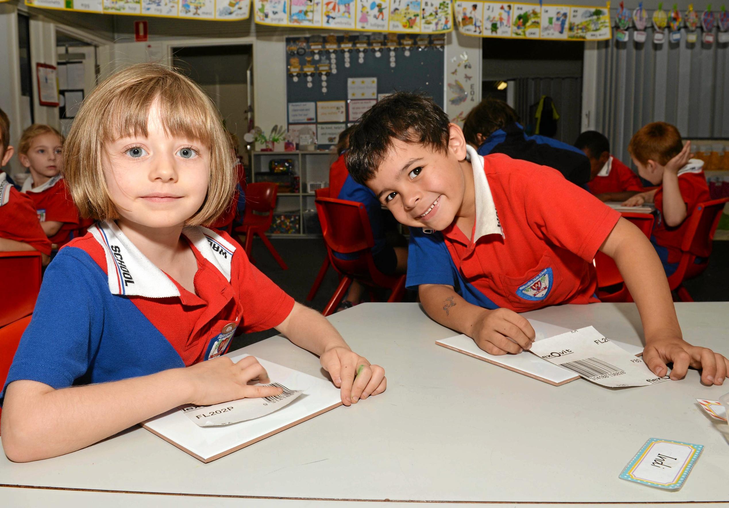 Walkerston State School preps work on fathers day gifts. | The Courier Mail