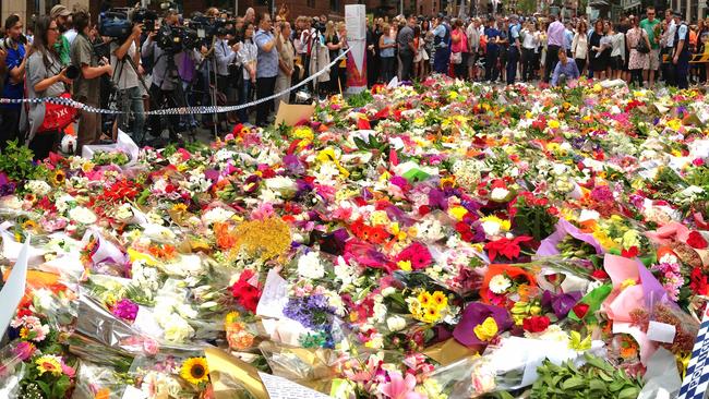 Martin Place is becoming a sea of flowers. Picture: Bradley Hunter