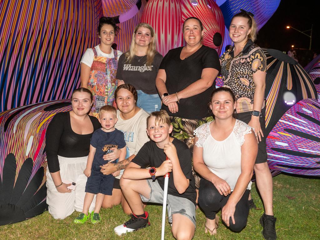 Cassie Elliott, Lane Angus, Jaleah Walker, Cowen Jones, Kaitlin McDonald, Kayla Angus, Jessica Waddington, Cass Jones and Derani Chapple from Good Start Andergrove at Daly Bay Illuminate Queens Park Goldsmith Street, East Mackay Thursday 5 October 2023 Picture:Michaela Harlow