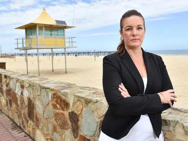 Surf Life Saving SA CEO Clare Harris at Glenelg on Tuesday. Picture: AAP / Keryn Stevens